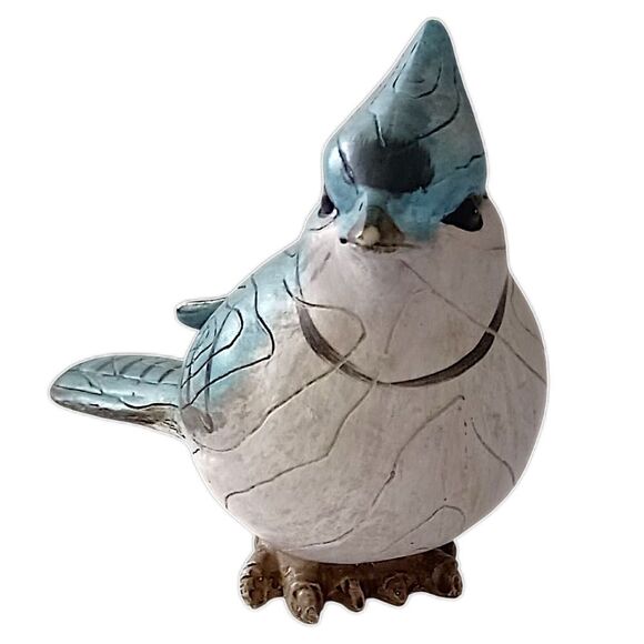 Carved Blue Jay Bird Figure Resin Hadpainted Diorama Shadowbox Cottage Garden. - Picture 7 of 16